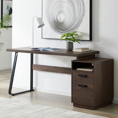 65 Inch Computer Desk, Home Office Work Desk With Storage Drawer Cabinet, Office Desk Study Writing Table