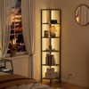 Aoibox 6 Tier LED Light Corner Shelf Tall Standing Black Narrow Display Bookshelf Storage Rack for Living Room Bedroom Metal Wood Frame - 3 of 4
