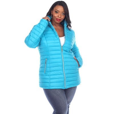 white mark hooded midweight puffer jacket