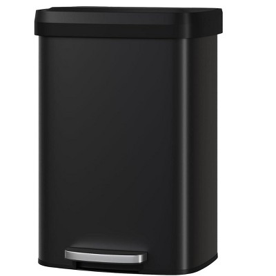 13 Gallon / 50 Liter Metal Trash Can with Lid, Large Garbage Can for Kitchen, Rustproof Step-on Kitchen Metal Trash Bin