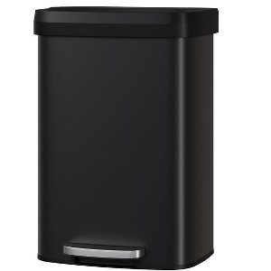 13 Gallon / 50 Liter Metal Trash Can with Lid, Large Garbage Can for Kitchen, Rustproof Step-on Kitchen Metal Trash Bin - 1 of 4