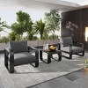 CAVINAS Patio Chairs Sets with Coffee Table, Aluminum Patio Table and Chairs Set, All-Weather Patio Sectional Furniture Set for Backyard, Black+Gray - 4 of 4