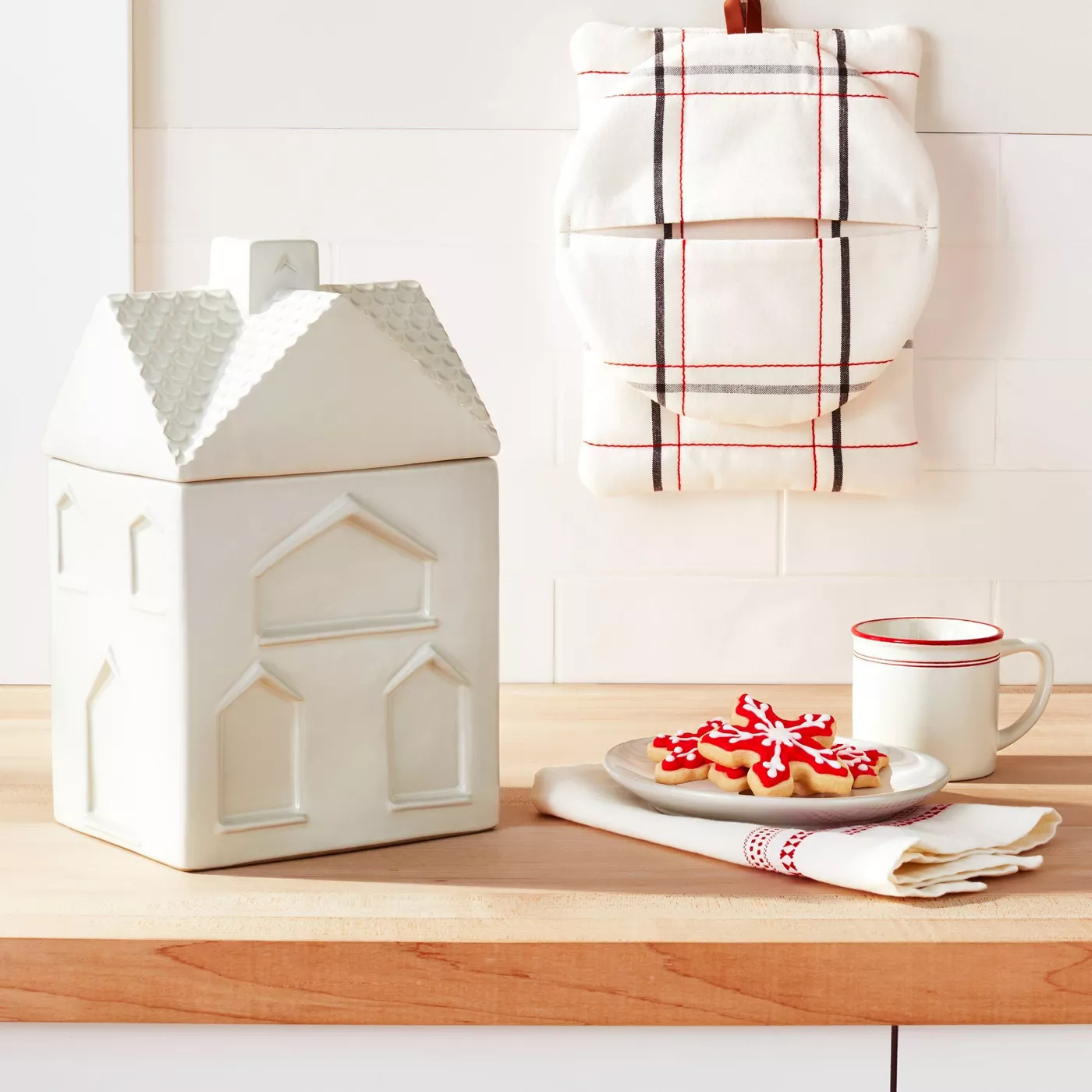 Stoneware House Cookie Jar Sour Cream - Hearth & Hand™ with Magnolia.