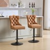 PAGED Bar Stools Set of 2 Height Adjustable Swivel Velvet Modern Barstools with Back and Hand-pulled Button for Bar, Kitchen - 2 of 4