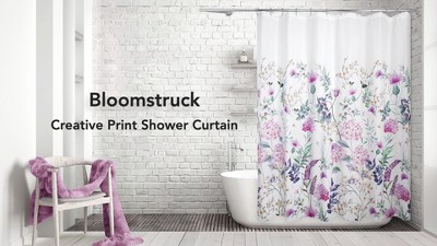 Bloomstruck White and Multicolor Floral Microfiber Shower Curtain