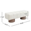 Chenille Fabric Upholstered Accent Bench with Round Wood Legs,Rectangular End of Bed Ottoman,Modern Bedroom or Entryway Bench-Coolbibila - 4 of 4