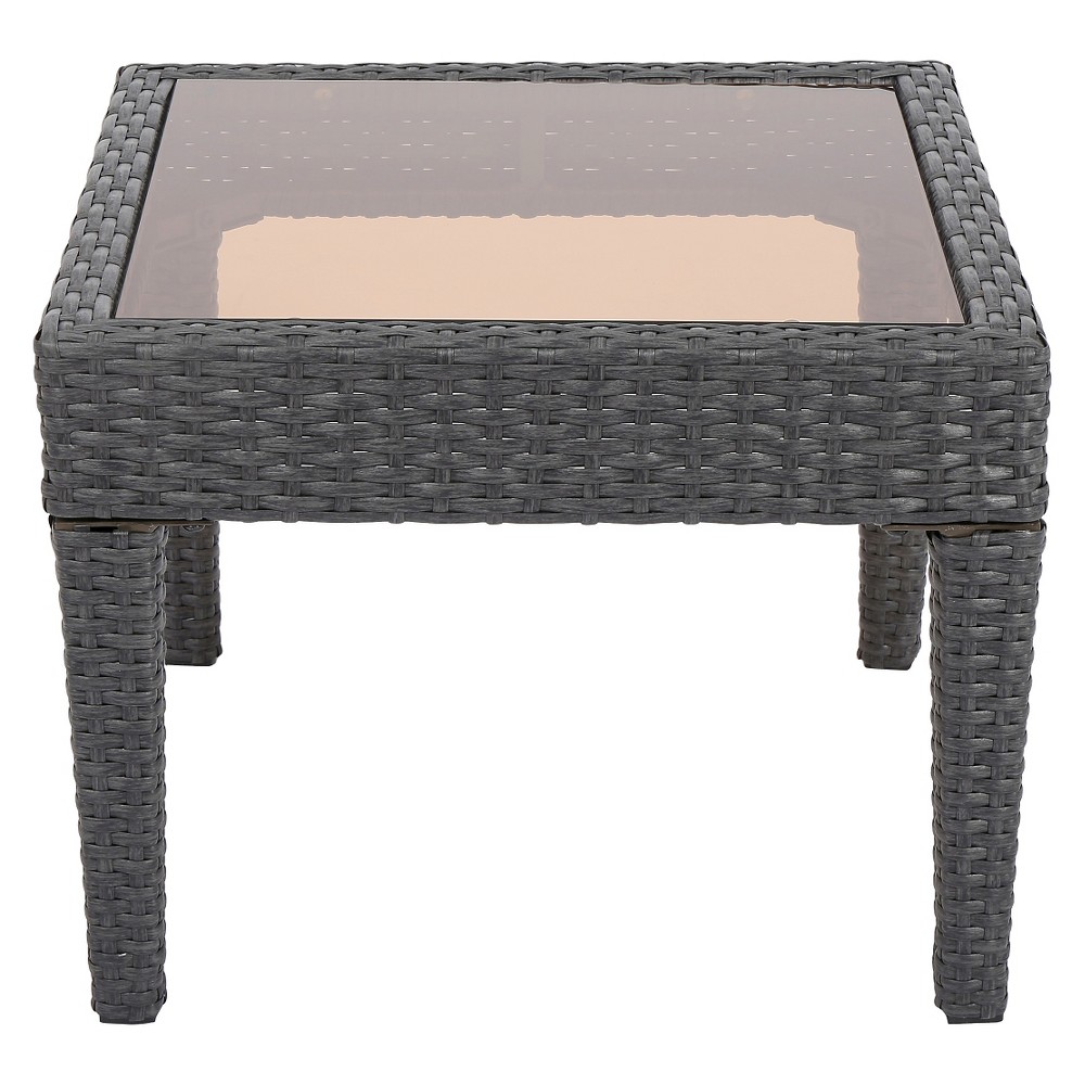 Photos - Garden Furniture Antibes Wicker Patio Accent Table - Gray - Christopher Knight Home