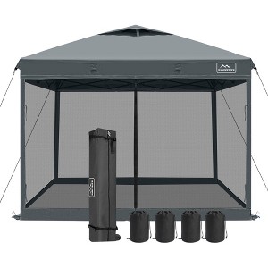 KAMPKEEPER 10x10 Pop Up Canopy Tent with Netting, Outdoor Sun Shade, Dark Grey - 1 of 4