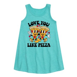 - Instant Message - Valentine's Day Love You Like Pizza Graphic Sleeveless Aline Dress - 1 of 3