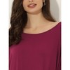 cheibear Women's Soft Three Quarter Sleeve Solid Slit Hem Pajama Dress - 4 of 4