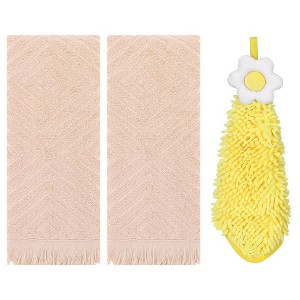 REGALWOVEN 3 Pcs Bathroom Soft and Absorbent Decorative Hand Towel - 1 of 4