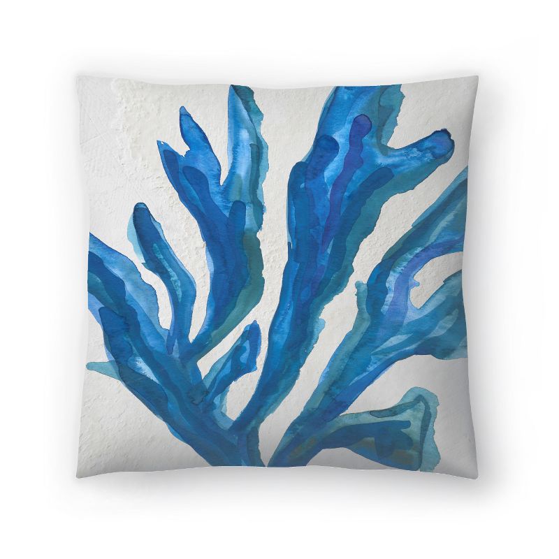 Americanflat Minimalist Botanical Blue Watercolor Seaweed Painitng 2 By Jetty Home Throw Pillow, 1 of 6