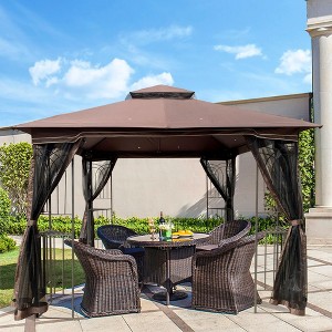10x10 Outdoor Patio Gazebo Canopy Tent With Ventilated Double Roof And Mosquito net(Detachable Mesh Screen On All Sides) - 1 of 4