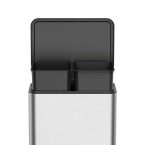 EKO 25L+25L Eco Rise Recycle Dual Compartment Step: Stainless Steel Indoor Trash Can, Kitchen Recycling Bin, Silver - 1 of 4