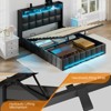 Greenstell Upholstered Lift Storage Bed with LED Lights & Charging Station, Modern Platform Bed, Heavy Duty Wooden Slats - 4 of 4