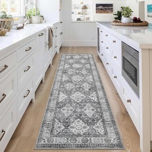 Machine Washable Vintage Area Rug, Non-Slip Low-Pile Foldable Carpet, Stain-Resistant Soft Floor Cover for Bedroom, Living Room, Kids - 1 of 4