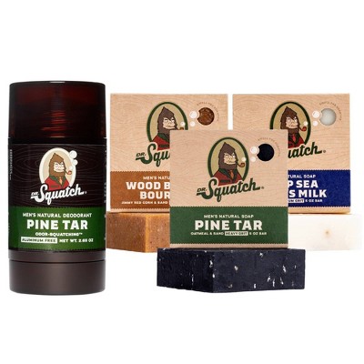 DR. SQUATCH Men's Shampoo, Conditioner & Bar Soap Bundle - Pine Tar -  48.6oz/8ct