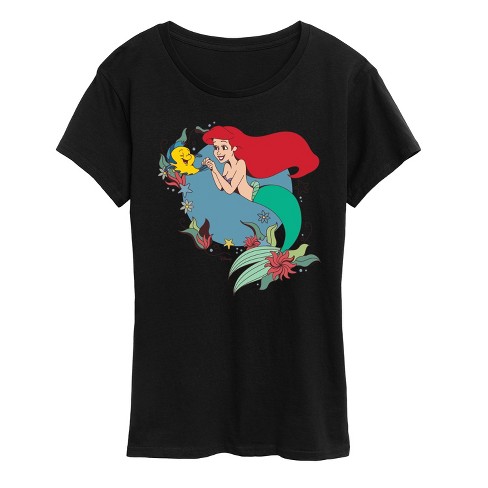 Women's - Disney Princess - Ariel And Flounder With Flowers Short Sleeve Graphic T-Shirt - image 1 of 4