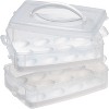 2-Layer 24 Eggs Plastic Detachable Deviled Egg Carrier Storage Container With Lid and Handle, Freezer Safe - 3 of 4