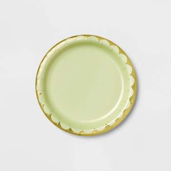 6.75" 10ct Light Green Scalloped Snack Plates - Spritz™