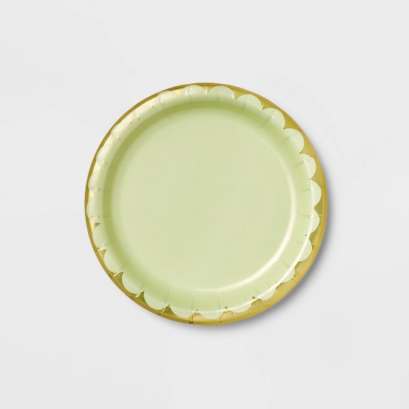 6.75&#34; 10ct Light Green Scalloped Snack Plates - Spritz&#8482;, 1 of 4