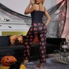 Clotth Women's Halloween Pajama Set - Cute Pumpkin Print Crop Top and Palazzo Pants, Comfy Sleepwear, Halloween Lounge Set, Black - 2 of 4