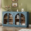 TIRAMISUBEST Navy Blue 4-Door Storage Cabinet with Glass Doors - Rolling Buffet Sideboard for Living Room & Office - 4 of 4