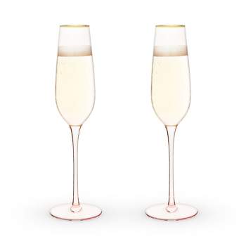 Twine Rose White Wine Glasses, Gold Rimmed Pink Tinted Crystal Wine Glass  Set, Stemmed Wine Glasses, Set of 2, 14 Ounces – Twine Living