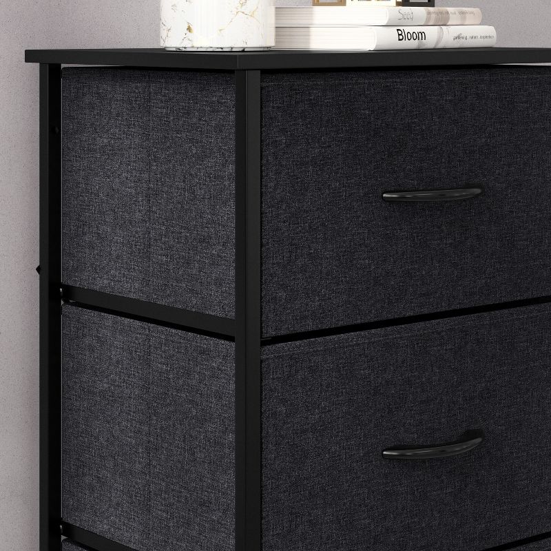 Emma and Oliver 4 Drawer Storage Dresser with Cast Iron Frame, Wood Top and Easy Pull Fabric Drawers with Wooden Handles, 5 of 12