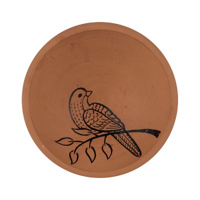 Black Bird Round Decorative Terracotta Storage Trinket Dish - Foreside Home & Garden