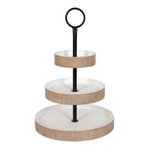 Kate and Laurel Woodmont Tray, 3 Tier, Rustic Brown and White - 1 of 4