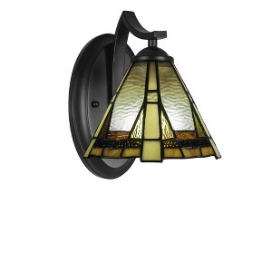 Toltec Lighting Zilo 1 - Light Sconce in  Matte Black with 7" Zion Art Glass Shade - 1 of 2