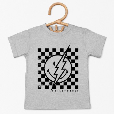 The Juniper Shop SmileyWorld Checkered Lightning Distressed Toddler Short Sleeve Tee