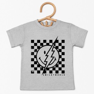 The Juniper Shop SmileyWorld Checkered Lightning Distressed Toddler Short Sleeve Tee - 1 of 4