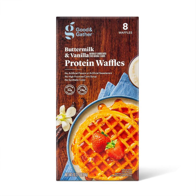 Buttermilk with Vanilla Frozen Protein Waffle - 8ct - Good &#38; Gather&#8482;, 1 of 5