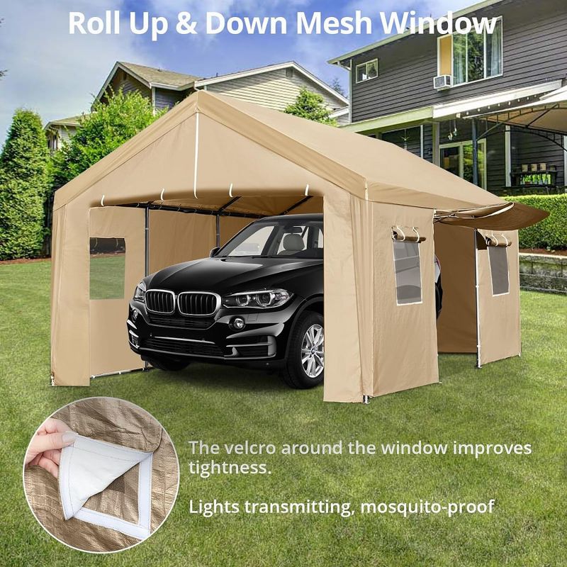 Car Canopy Garage Boat Party Tent With Ventilated Windows & Roll-up Doors, 5 of 7