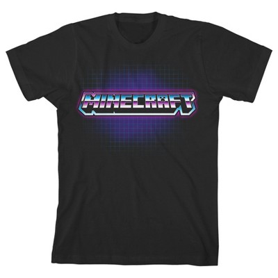 Minecraft Chrome Logo Boy's Black T-shirt : Target