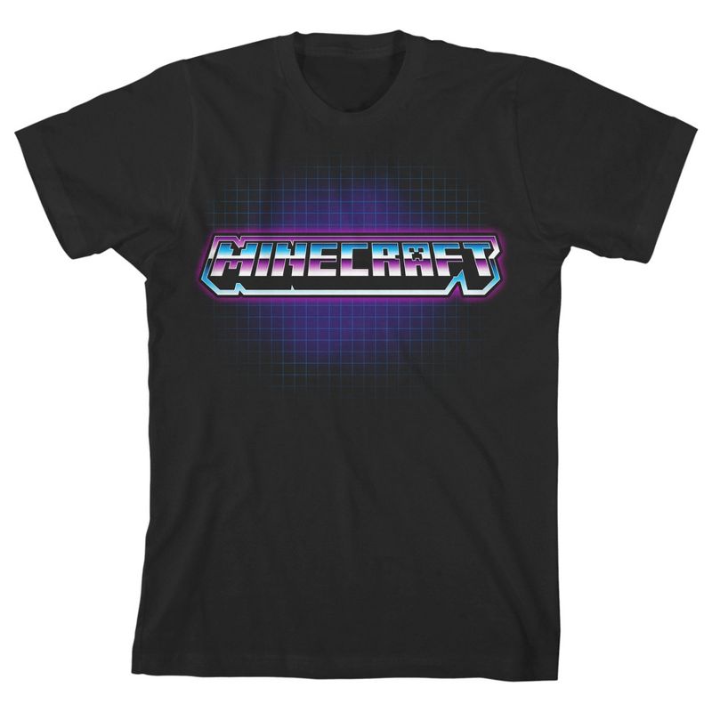 Minecraft Chrome Logo Boy's Black T-shirt, 1 of 4