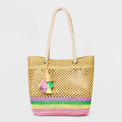 Straw beach best sale bag target