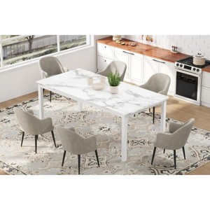 Industrial Dining Table for 6-8 People, Long Kitchen Table with Sturdy Metal Frame & Round Corner Rectangular Counter for Dinner - 1 of 4