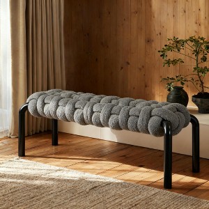 Christopher Knight Home Xander Modern Teddy Braided Upholstered Bench with Metal Legs - 1 of 4