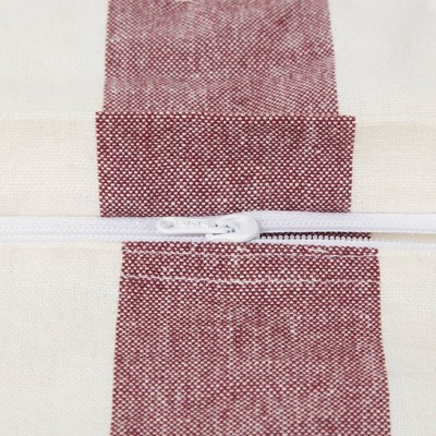 Burgundy and White Striped Cotton Euro Pillow Covers, Set of 2