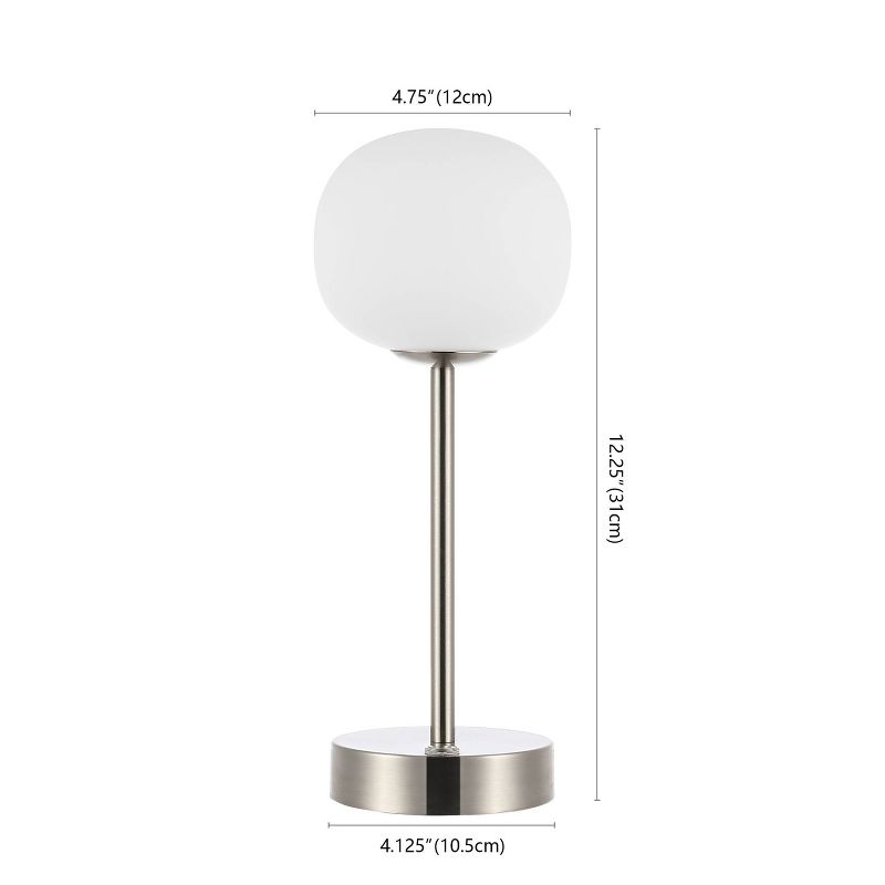 12.25&#34; Natalia Modern Minimalist Iron Rechargeable Integrated LED Table Lamp Nickel/White - JONATHAN Y, 4 of 14