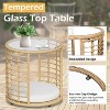 PAKASEPT 3Pcs Patio Bistro Set Round Table Chairs, Wicker Patio Furniture, Patio Furniture with Glass Top Coffee Table for Lawn, Garden, Backyard - 4 of 4