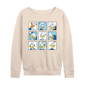 Women's - Disney - Donald Grid Lightweight French Terry Wide Neck Long Sleeve Shirt - 1 of 4