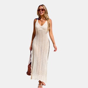 Women's Crotchet Cutout Maxi Slip Beach Cover-Up - Cupshe - 1 of 4