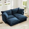 Slipcovered Sectional Sofa, 2 Seater Sofa with Removable Cover, Sofa with Convertible Ottoman, Chenille Fabric Sectional Sofas-Cuddlewood - 2 of 4
