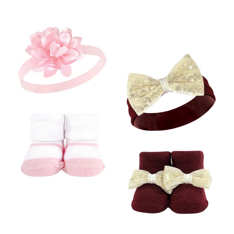 Hudson Baby Infant Girl 8Pc Headband and Socks Set, Princess Flower, 0-9 Months, 3 of 4