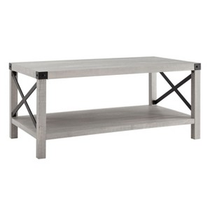 Okak Rustic Farmhouse Metal-X Coffee Table with Lower Shelf, Industrial Style, Easy Assembly, Perfect for Living Room - 1 of 4