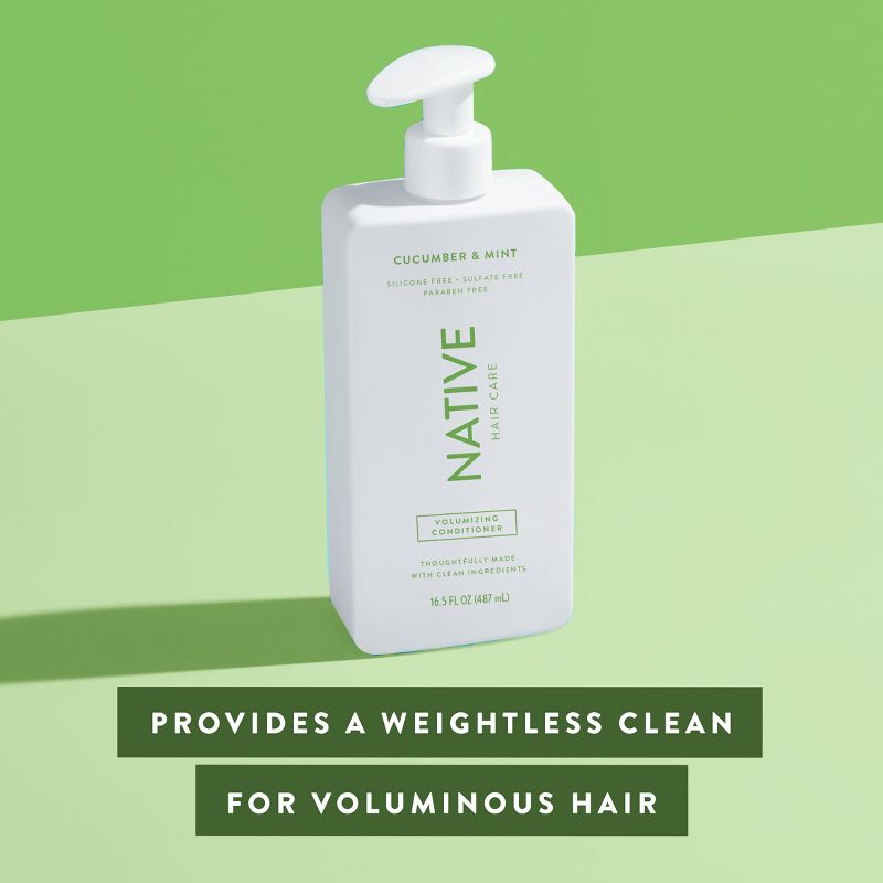 Native Vegan Cucumber &#38; Mint Natural Volume Conditioner, Clean, Sulfate, Paraben and Silicone Free - 16.5 fl oz, 5 of 11